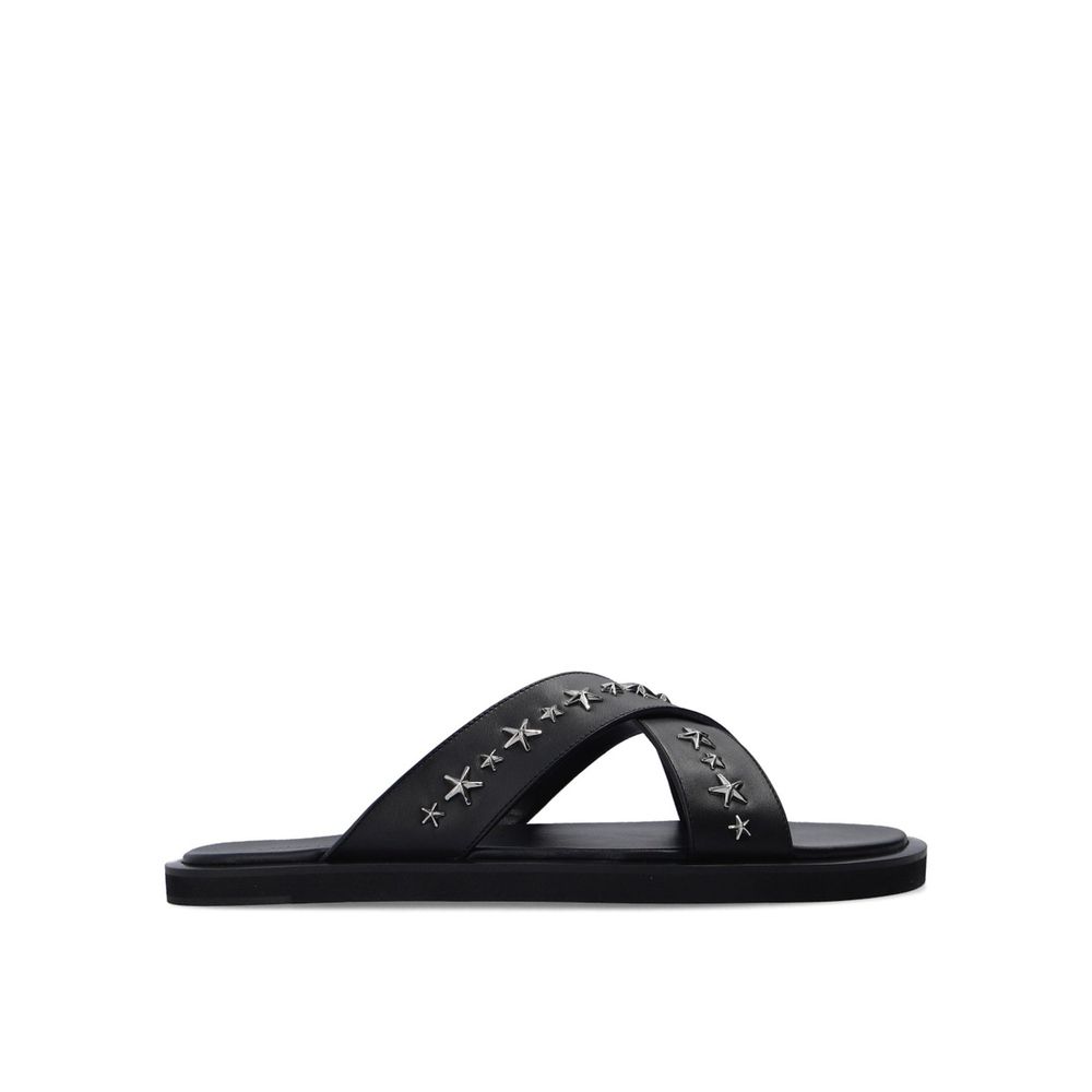 Sandales plates Jimmy Choo en cuir de veau noir