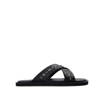 Sandales plates Jimmy Choo en cuir de veau noir