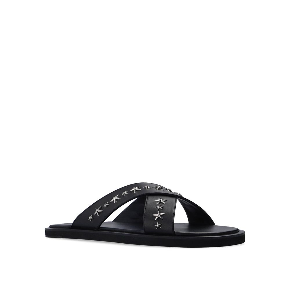 Sandales plates Jimmy Choo en cuir de veau noir