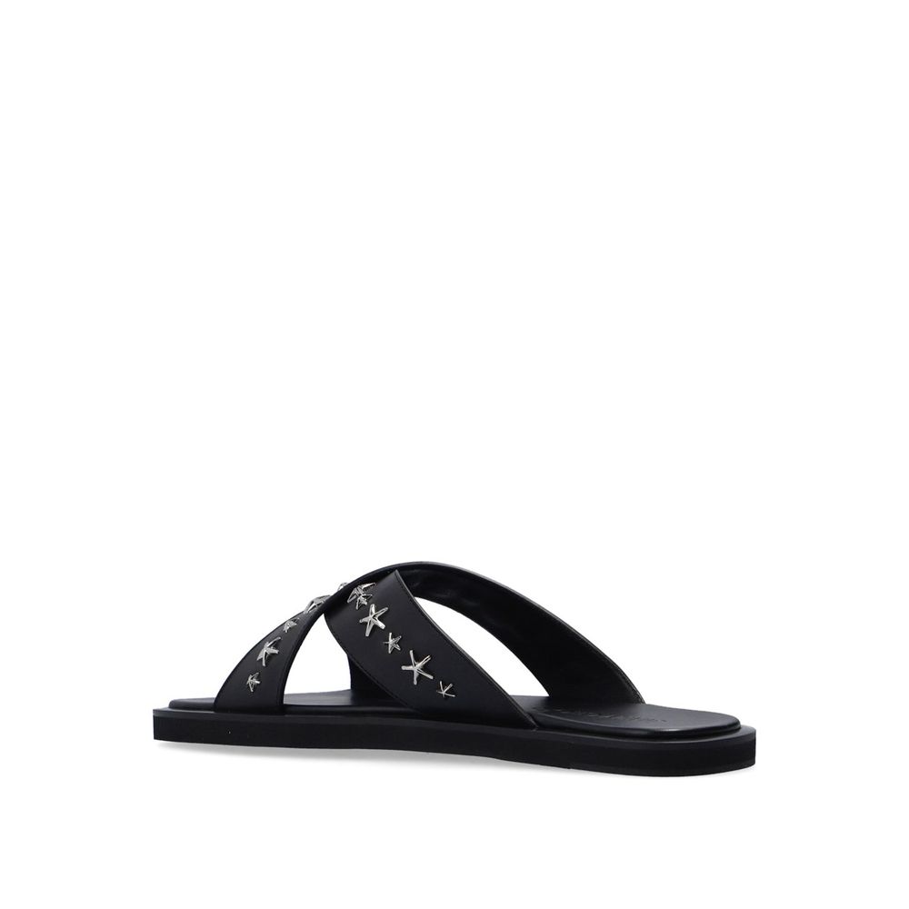 Sandales plates Jimmy Choo en cuir de veau noir