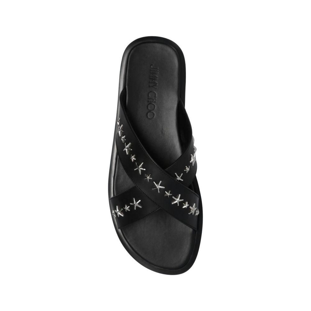 Sandales plates Jimmy Choo en cuir de veau noir