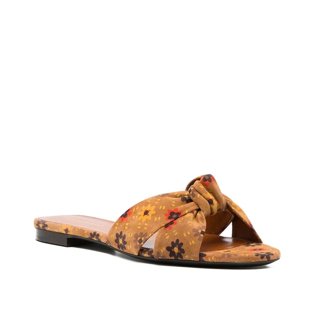 Saint Laurent Brown Leather Slides