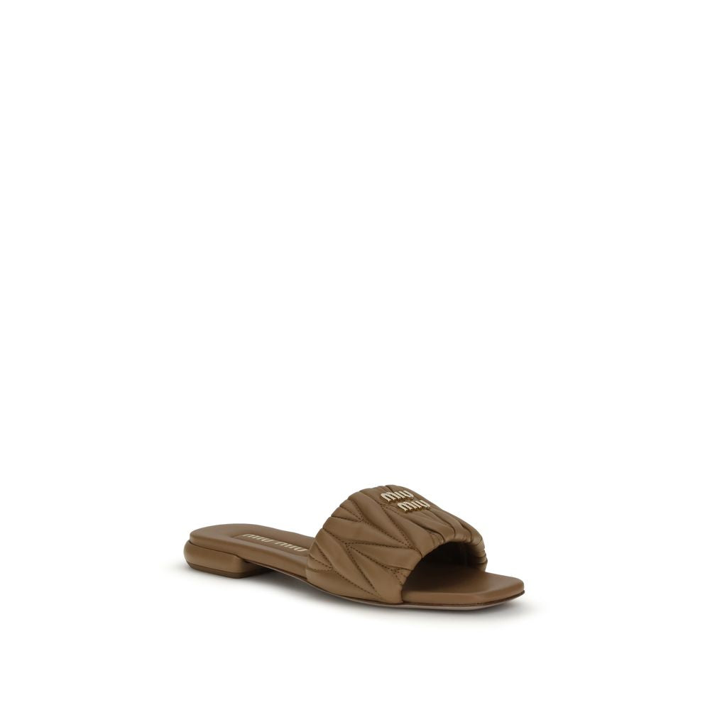 Miu Miu Beige Calf Leather Bos Taurus Sandals