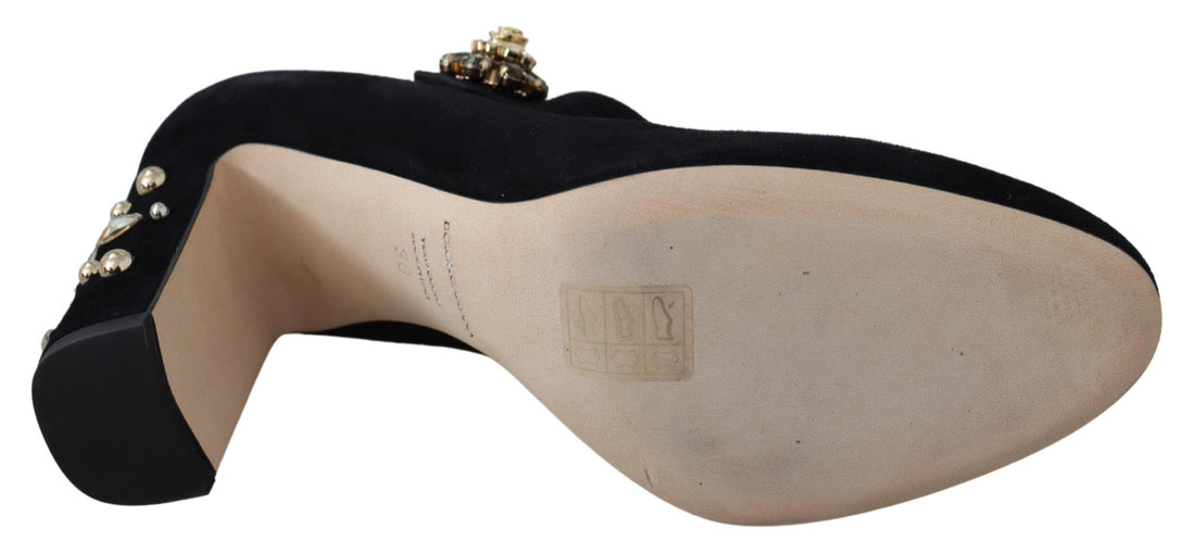 Dolce &amp; Gabbana Black Suede Leather High Heel Pumps