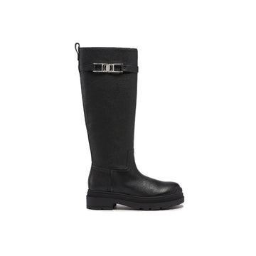 Salvatore Ferragamo Black Calfskin Over The Knee