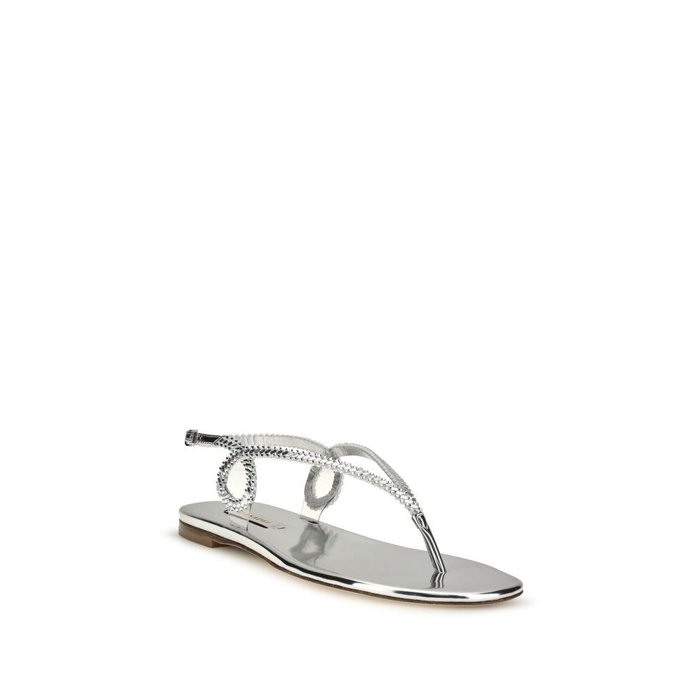 Casadei Silver Calf Leather Bos Taurus Sandals