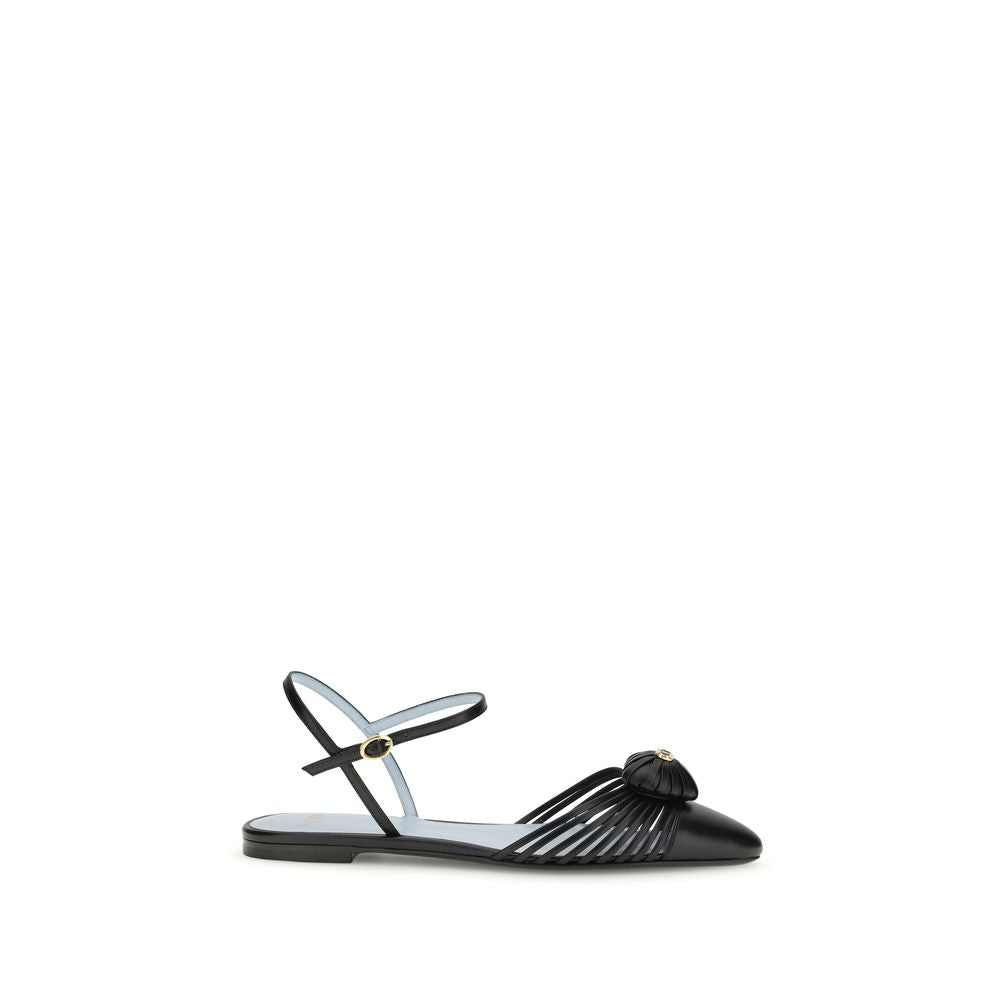 Valentino Garavani Black Goatskin Flat Sandals