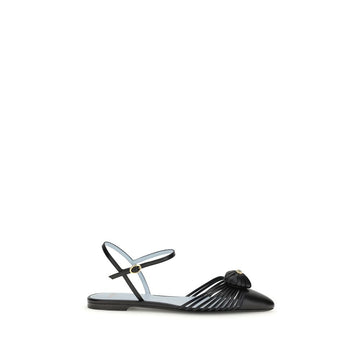 Valentino Garavani Black Goatskin Flat Sandals