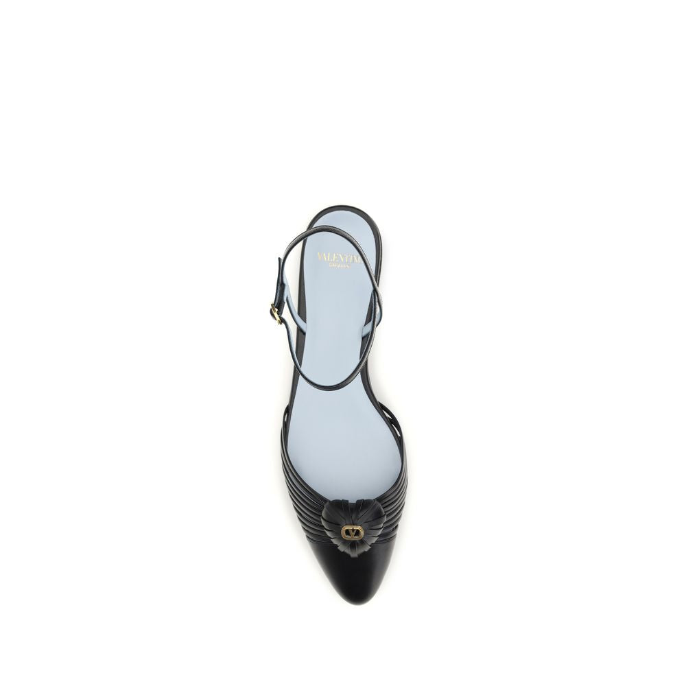 Valentino Garavani Black Goatskin Flat Sandals