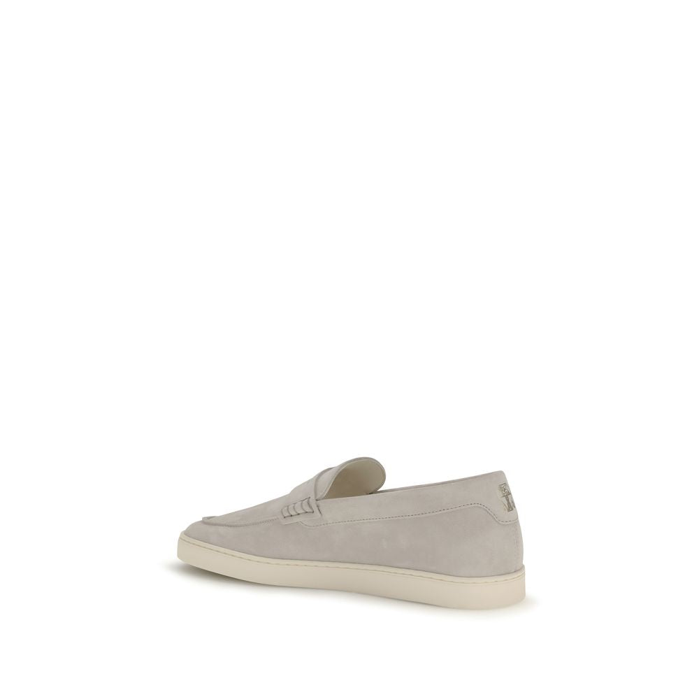 Brunello Cucinelli Beige Calf Leather Bos Taurus Slip-On Loafers