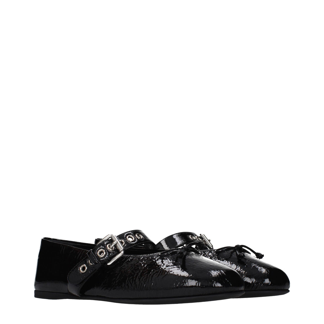 Miu Miu Black Leather Ballet Flats
