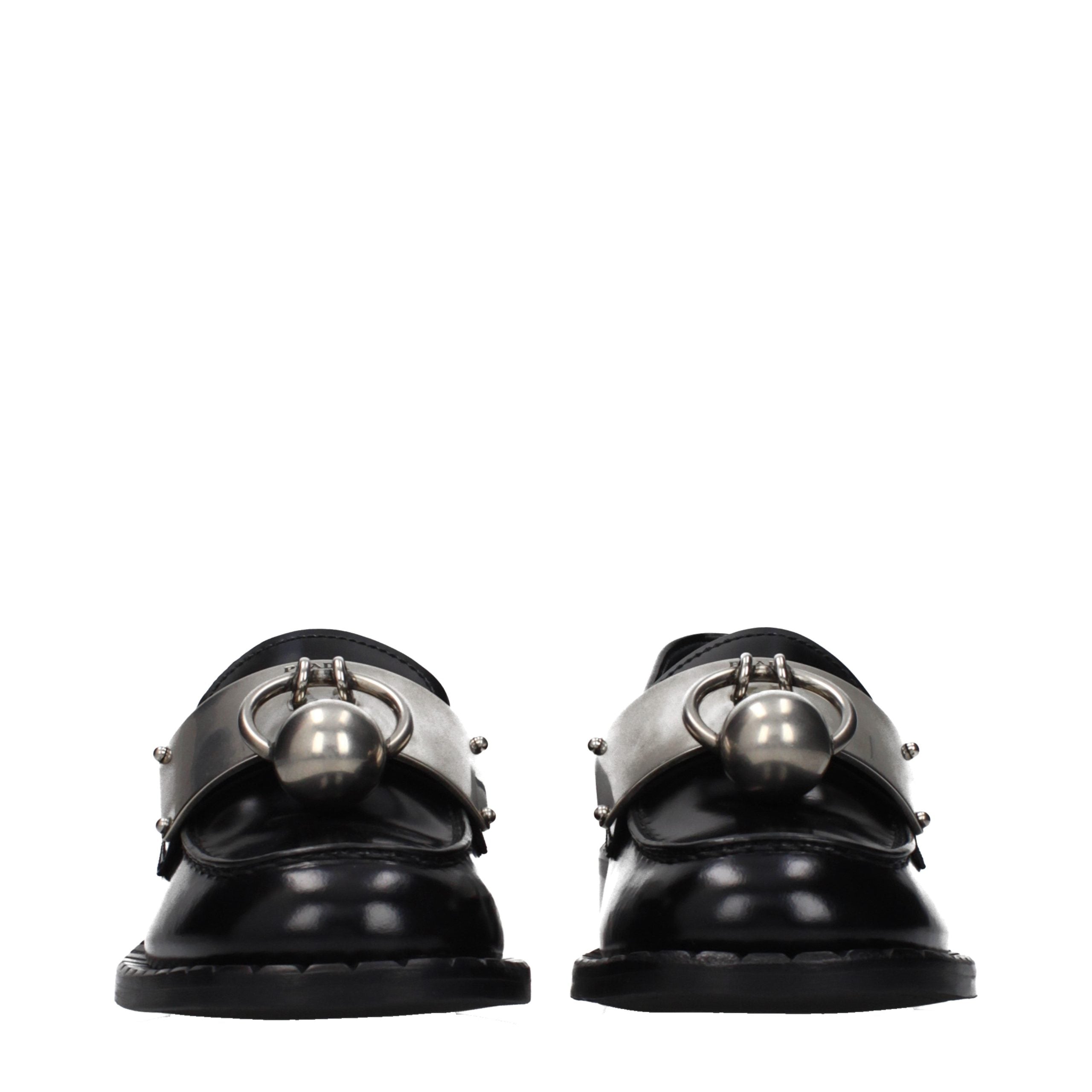 Prada Black Leather Slip-On Loafers