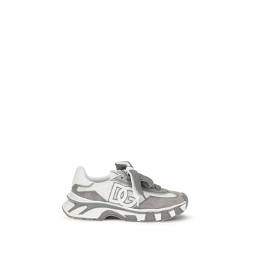 Dolce & Gabbana Gray Calf Leather Bos Taurus Athletic Sneakers