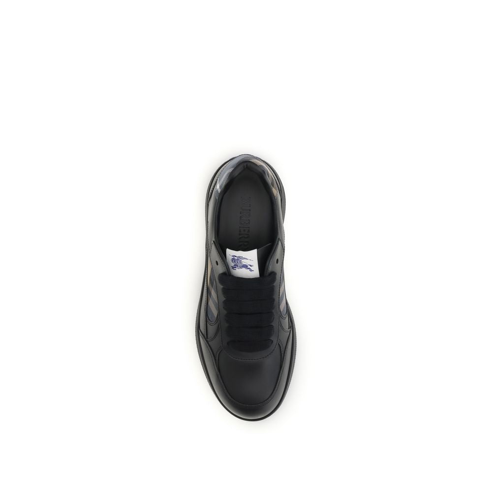Burberry Black Calf Leather Bos Taurus Low Top Sneakers