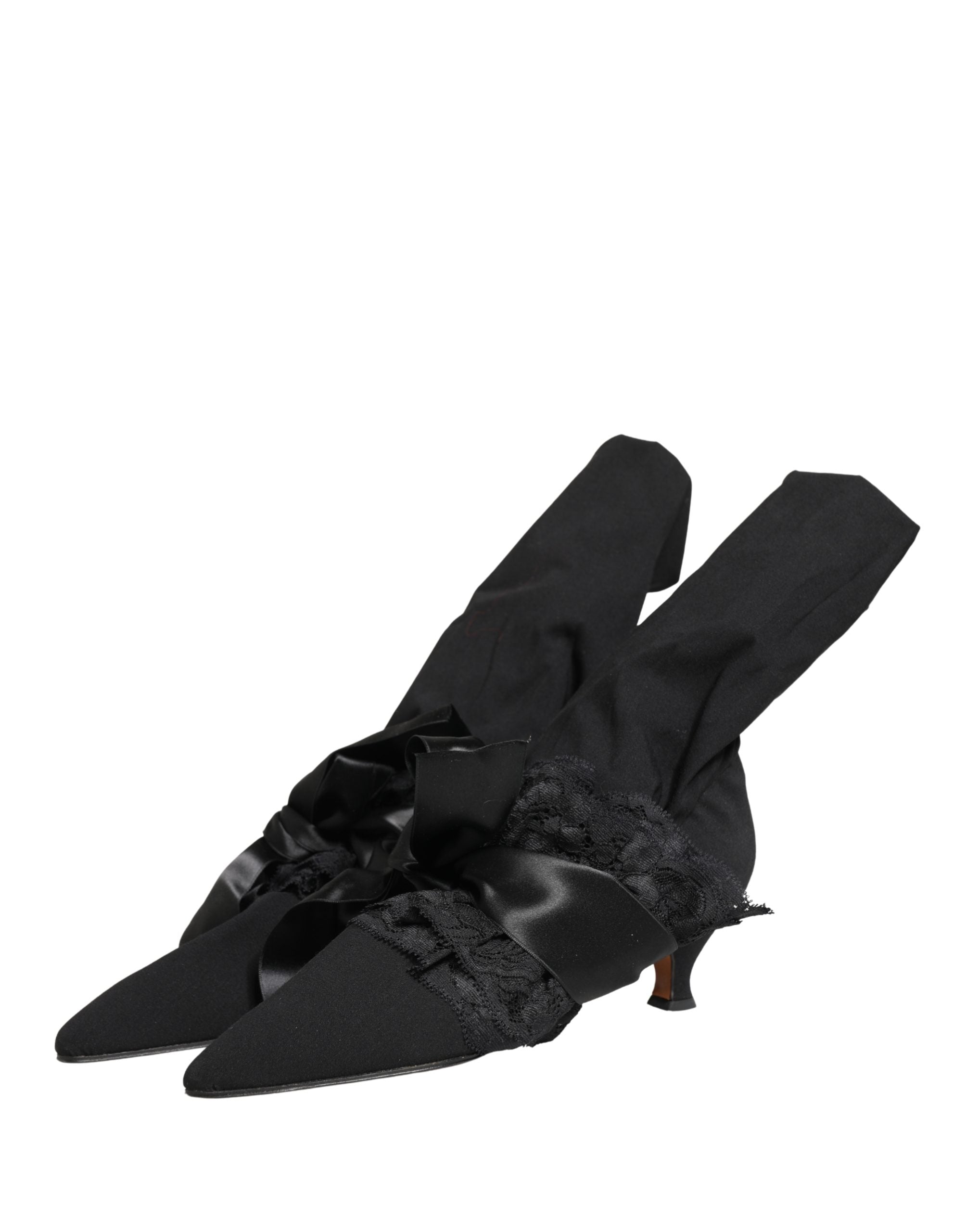 Dolce & Gabbana Black Suede Mid Calf Boots Shoes