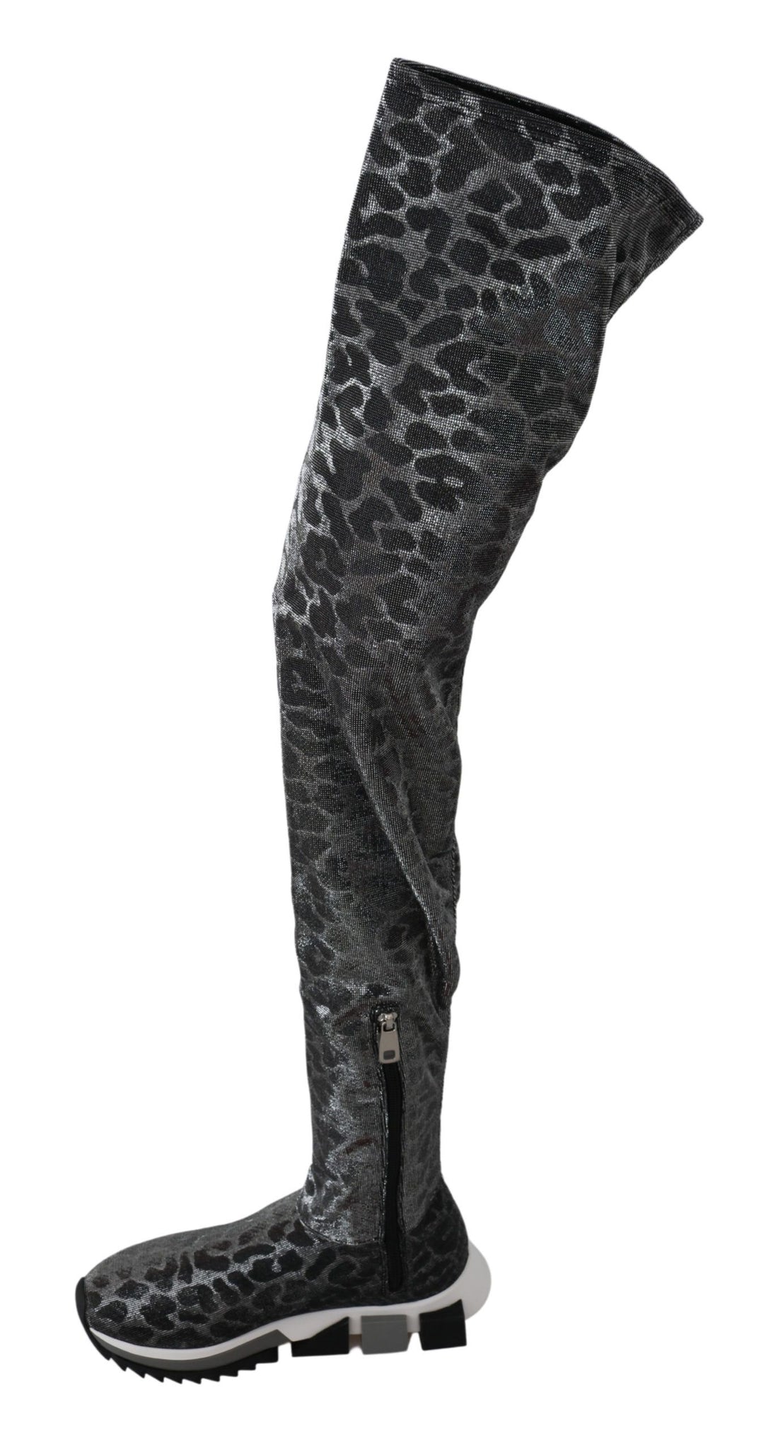 Dolce &amp; Gabbana Gray Leopard High Top Sneakers Booties Shoes