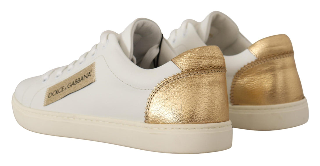 Baskets basses Dolce &amp; Gabbana en cuir blanc et or