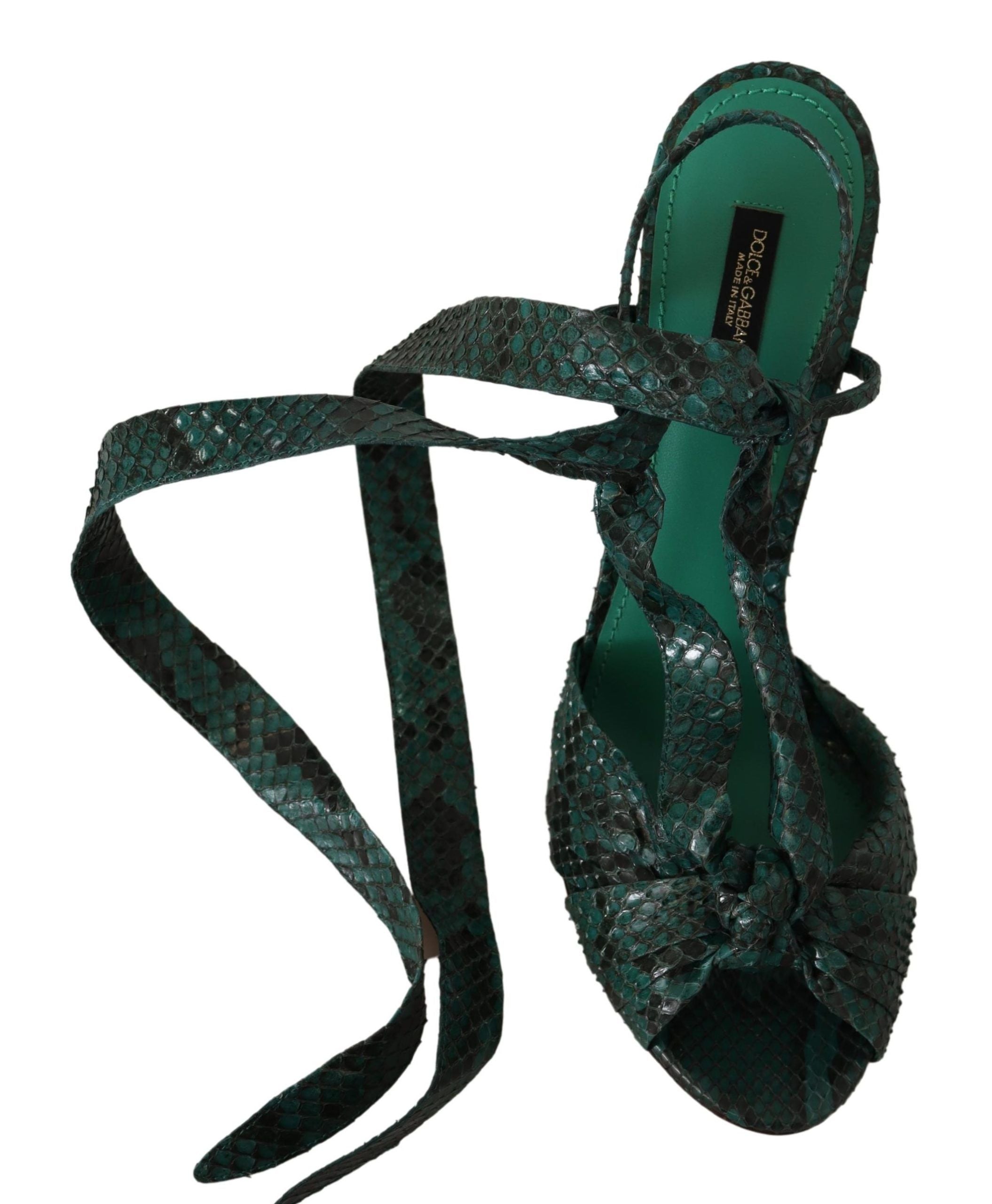 Sandales à talons Dolce &amp; Gabbana à brides en python vert