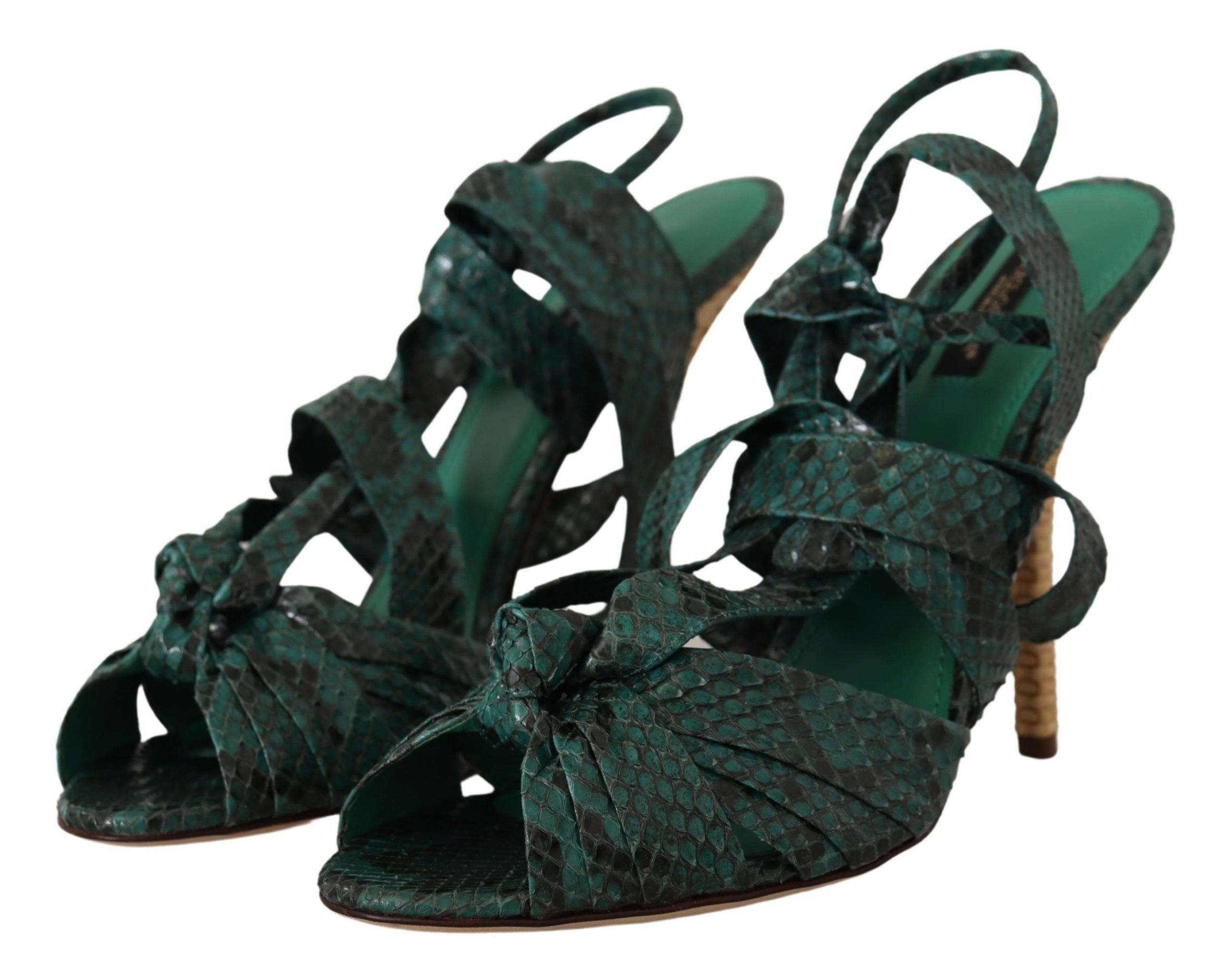 Sandales à talons Dolce &amp; Gabbana à brides en python vert