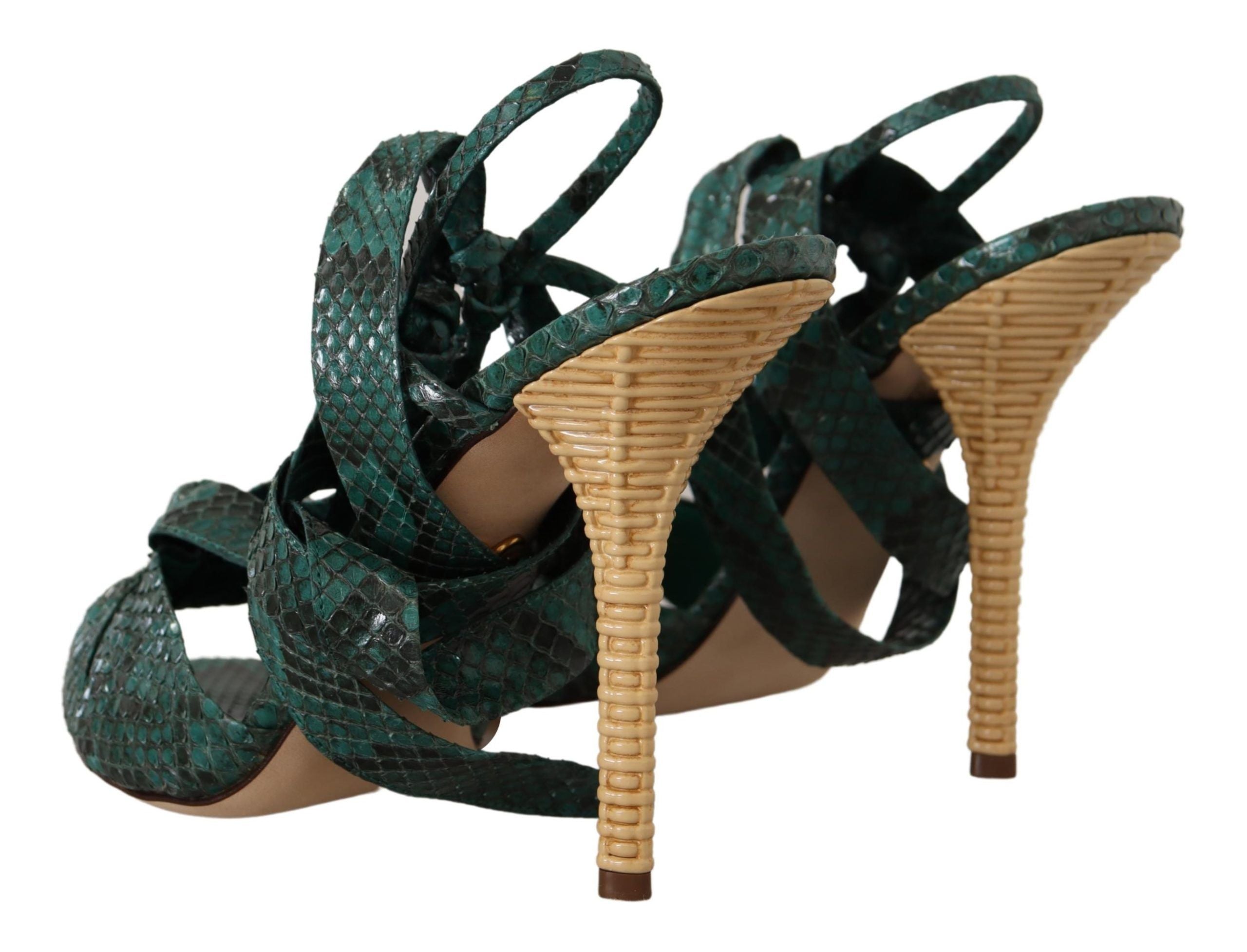 Sandales à talons Dolce &amp; Gabbana à brides en python vert