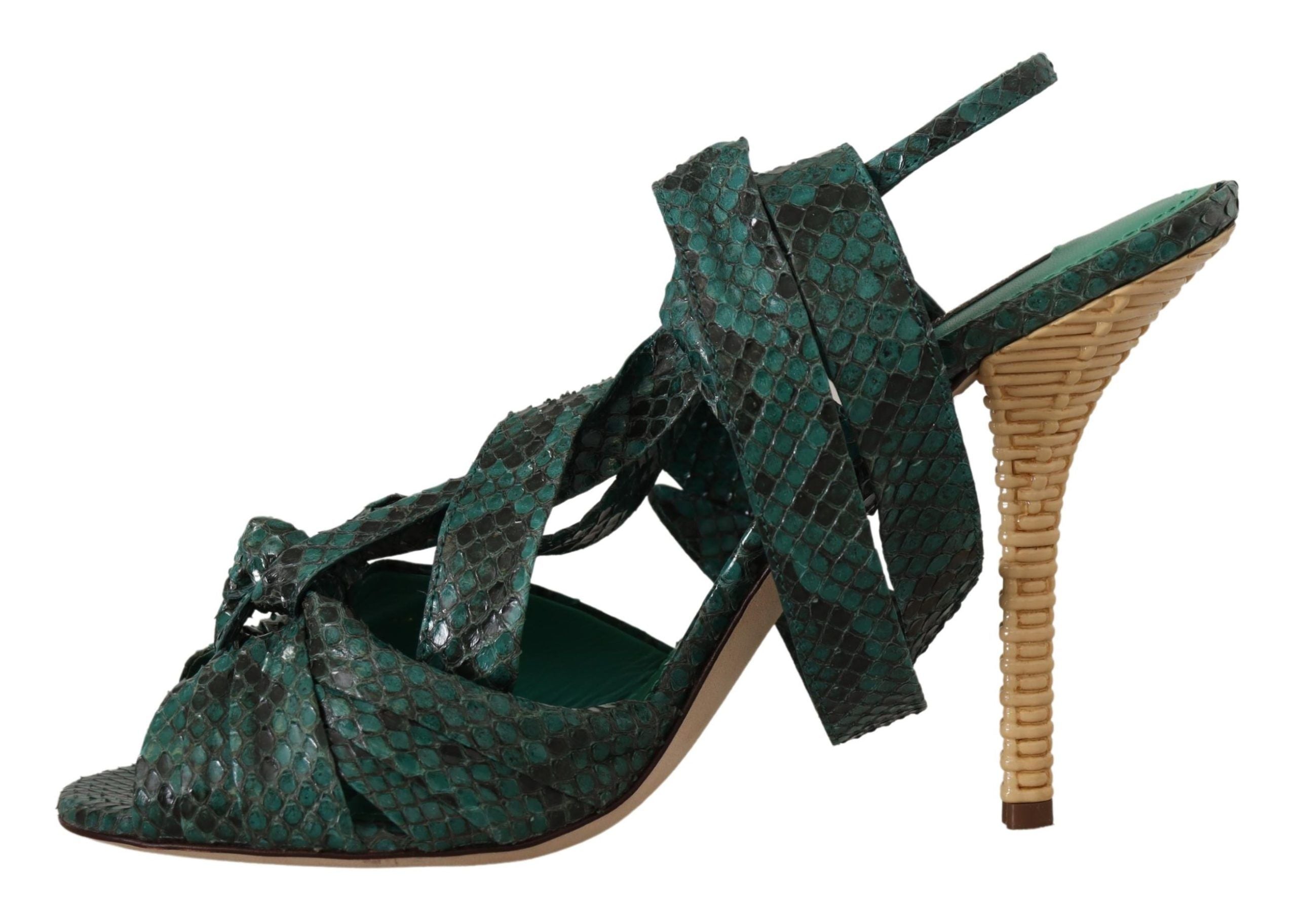 Sandales à talons Dolce &amp; Gabbana à brides en python vert