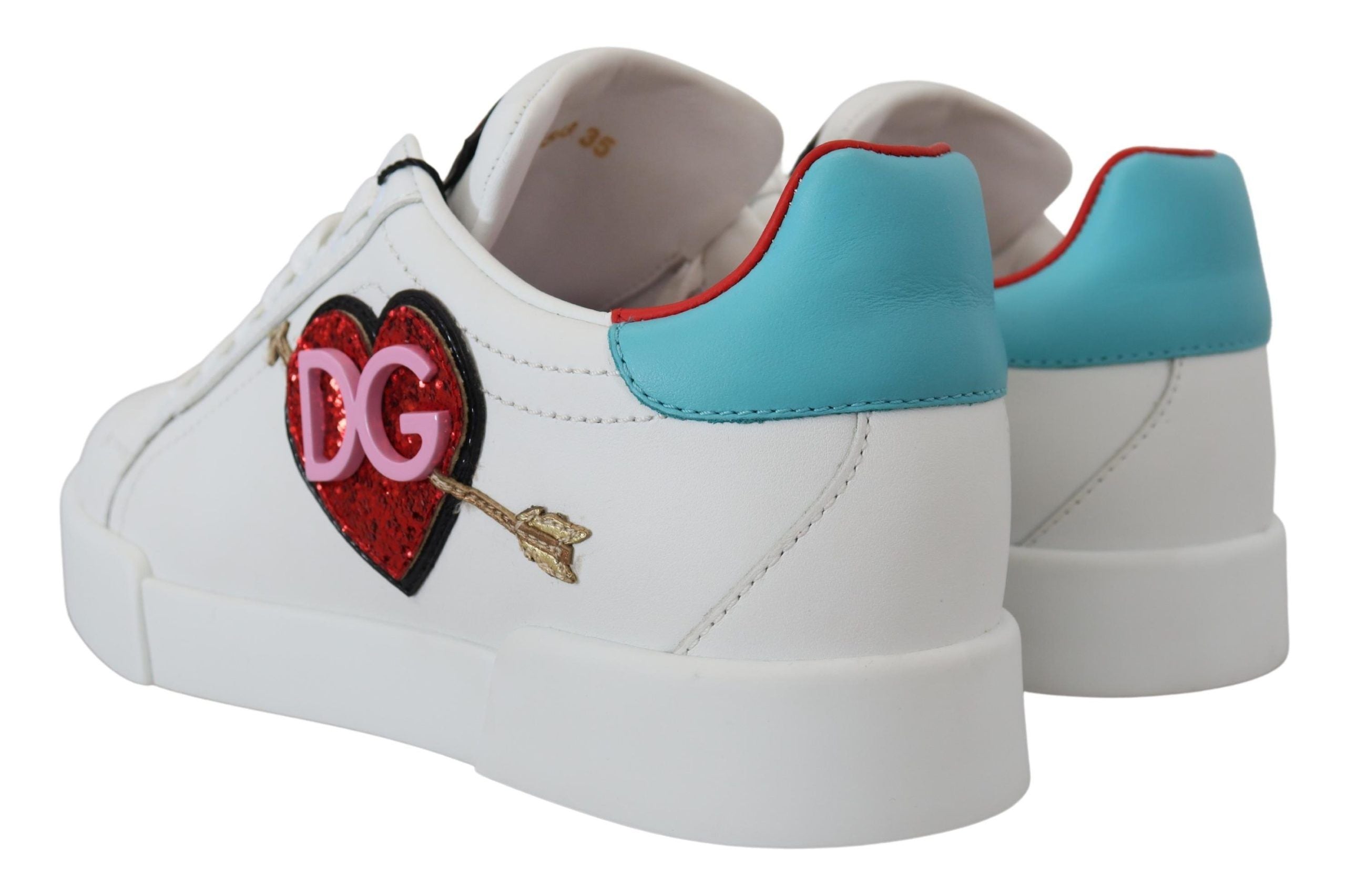 Baskets Dolce &amp; Gabbana en cuir blanc Portofino avec logo cœur