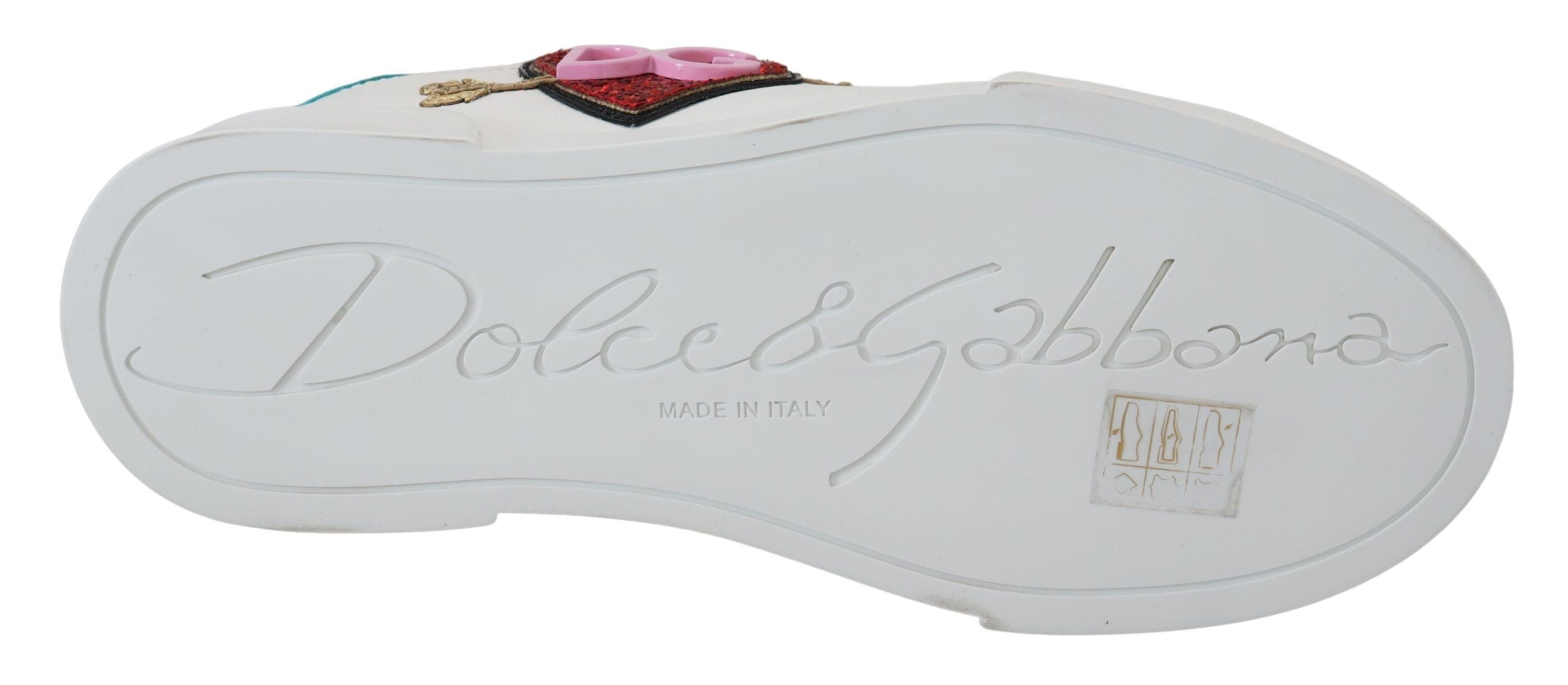 Baskets Dolce &amp; Gabbana en cuir blanc Portofino avec logo cœur