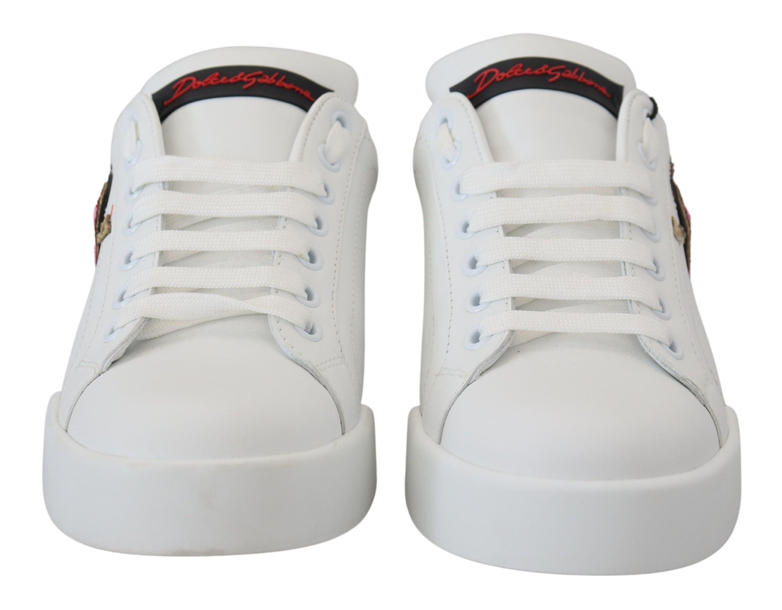 Baskets Dolce &amp; Gabbana en cuir blanc Portofino avec logo cœur