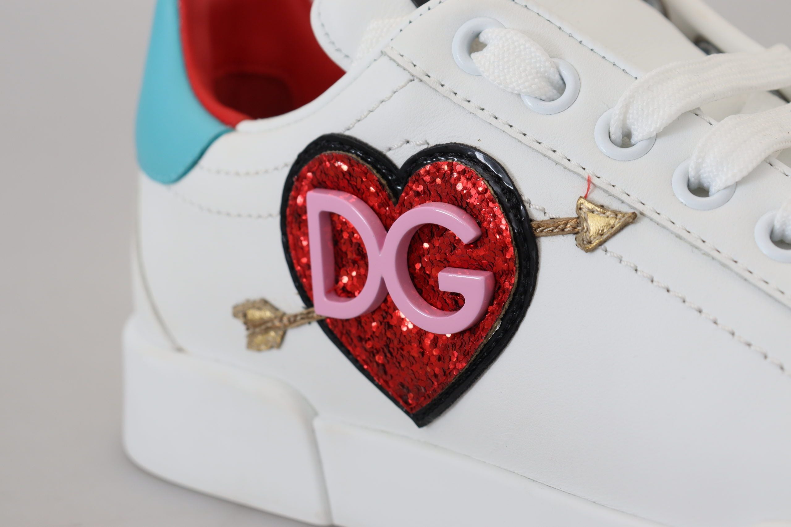 Baskets Dolce &amp; Gabbana en cuir blanc Portofino avec logo cœur