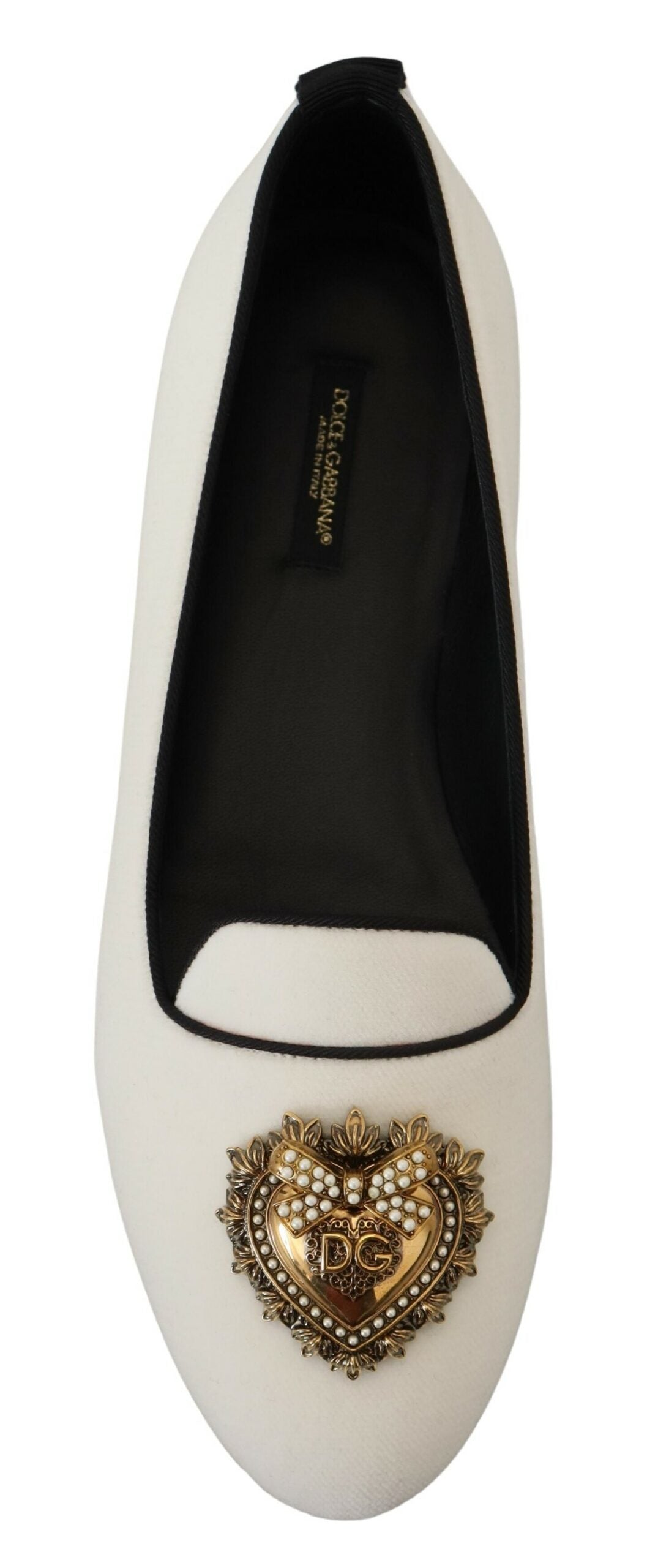 Dolce &amp; Gabbana White Velvet Slip Ons Loafers Flats Shoes