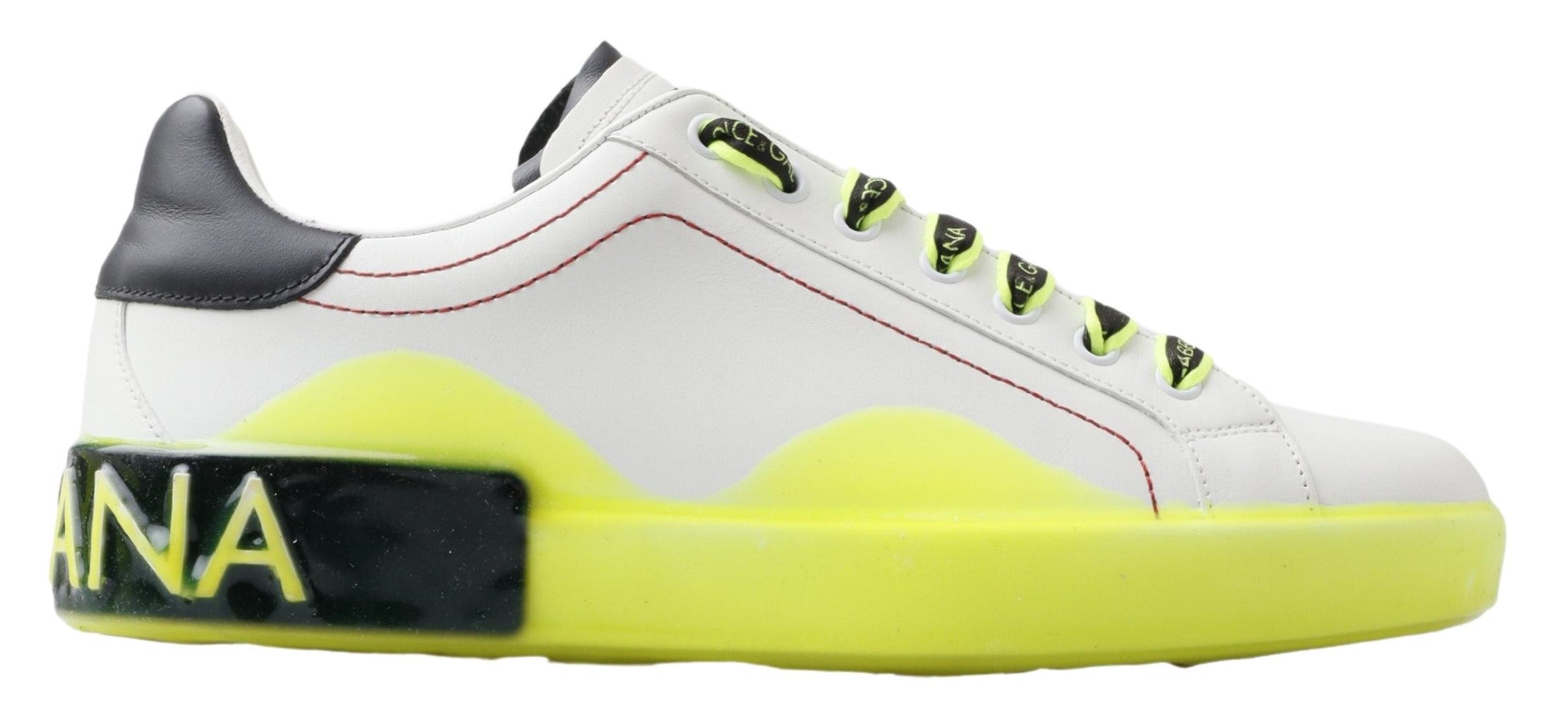 Baskets Dolce &amp; Gabbana Portofino en cuir blanc et jaune
