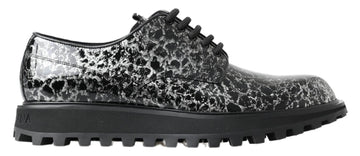 Dolce &amp; Gabbana Black White Derby Patent Leather Shoes