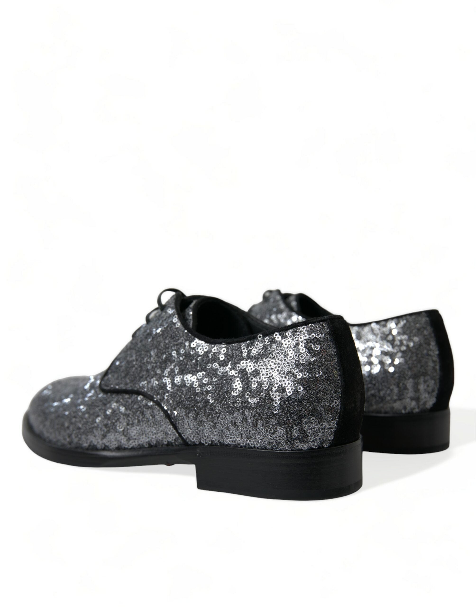 Dolce &amp; Gabbana Silver Sequined Lace Up Men's Derby Dress Shoes