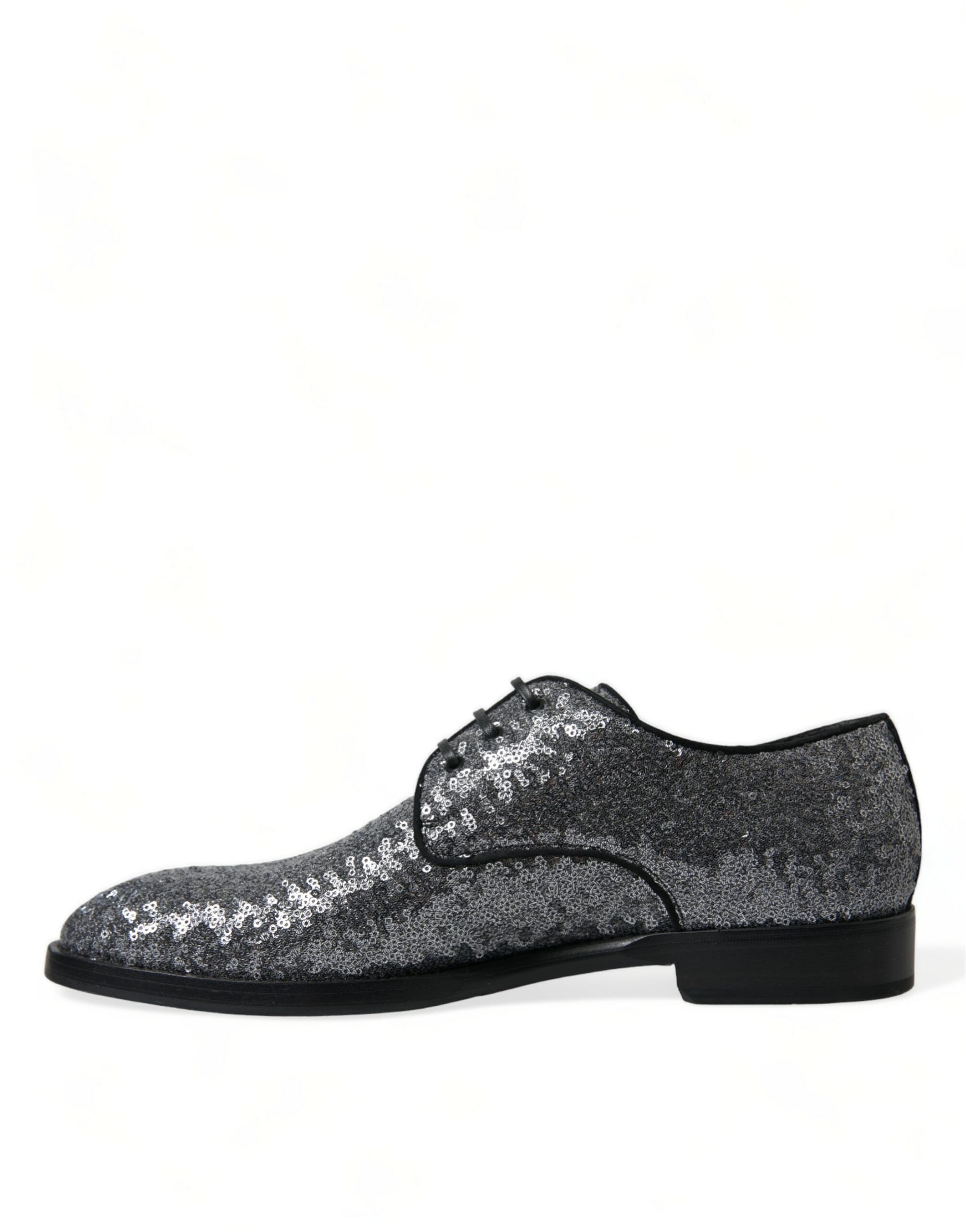 Dolce &amp; Gabbana Silver Sequined Lace Up Men's Derby Dress Shoes