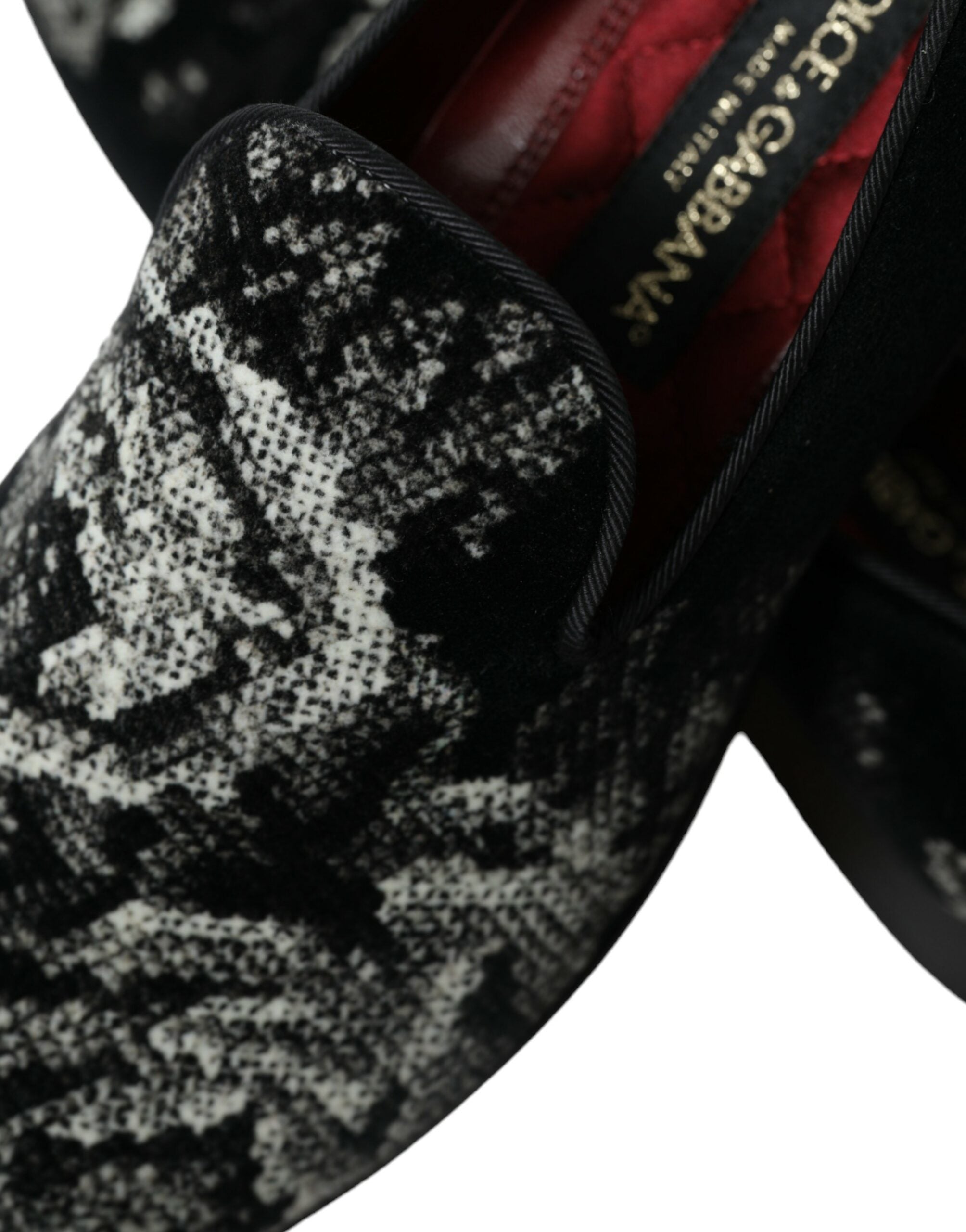 Dolce &amp; Gabbana Black Floral Slippers Men Loafers Dress Shoes