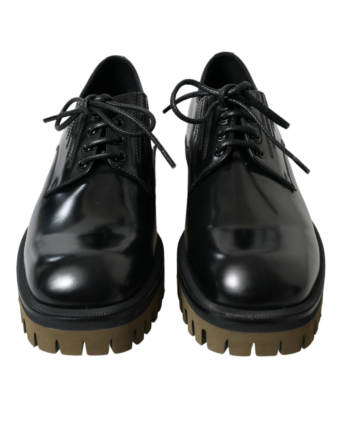 Dolce &amp; Gabbana Black Leather Lace Up Derby Men Dress Shoes