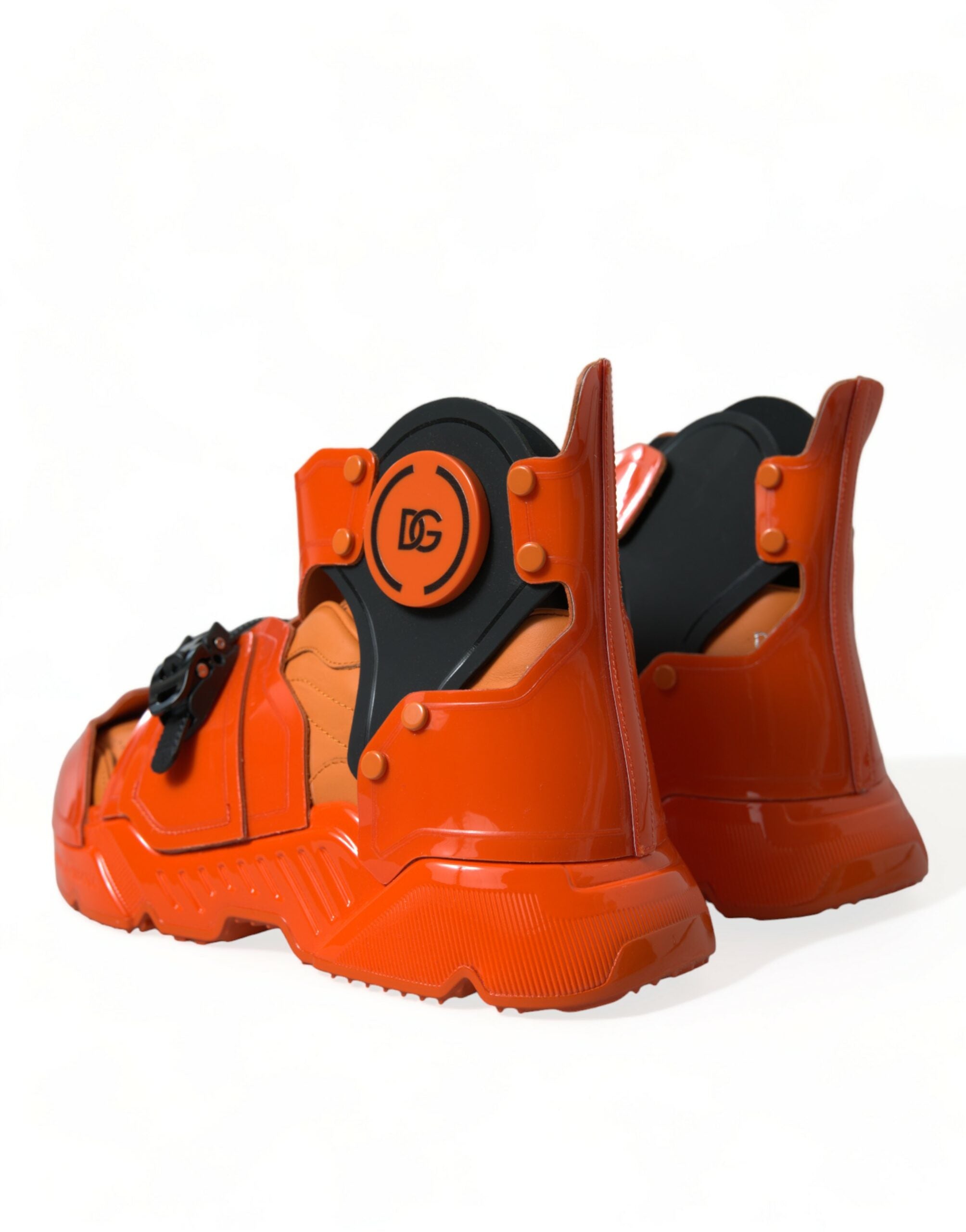 Dolce &amp; Gabbana Orange Multi Panel Chunky High Top Sneakers Shoes