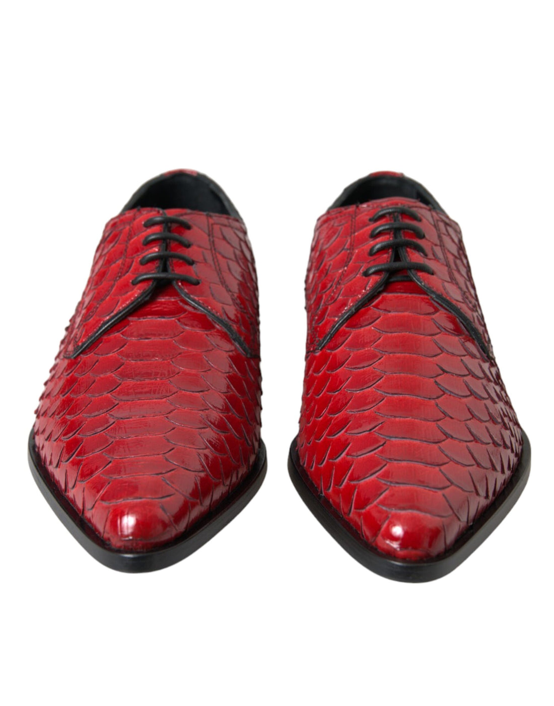 Dolce &amp; Gabbana Red Textured Varnished Derby Men's Formal Shoes