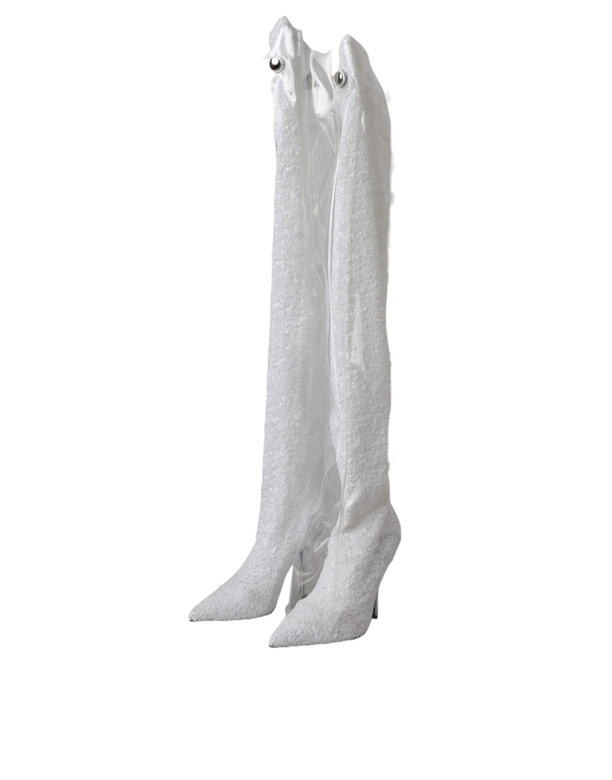 Bottes hautes à talons aiguilles blanches Dolce &amp; Gabbana