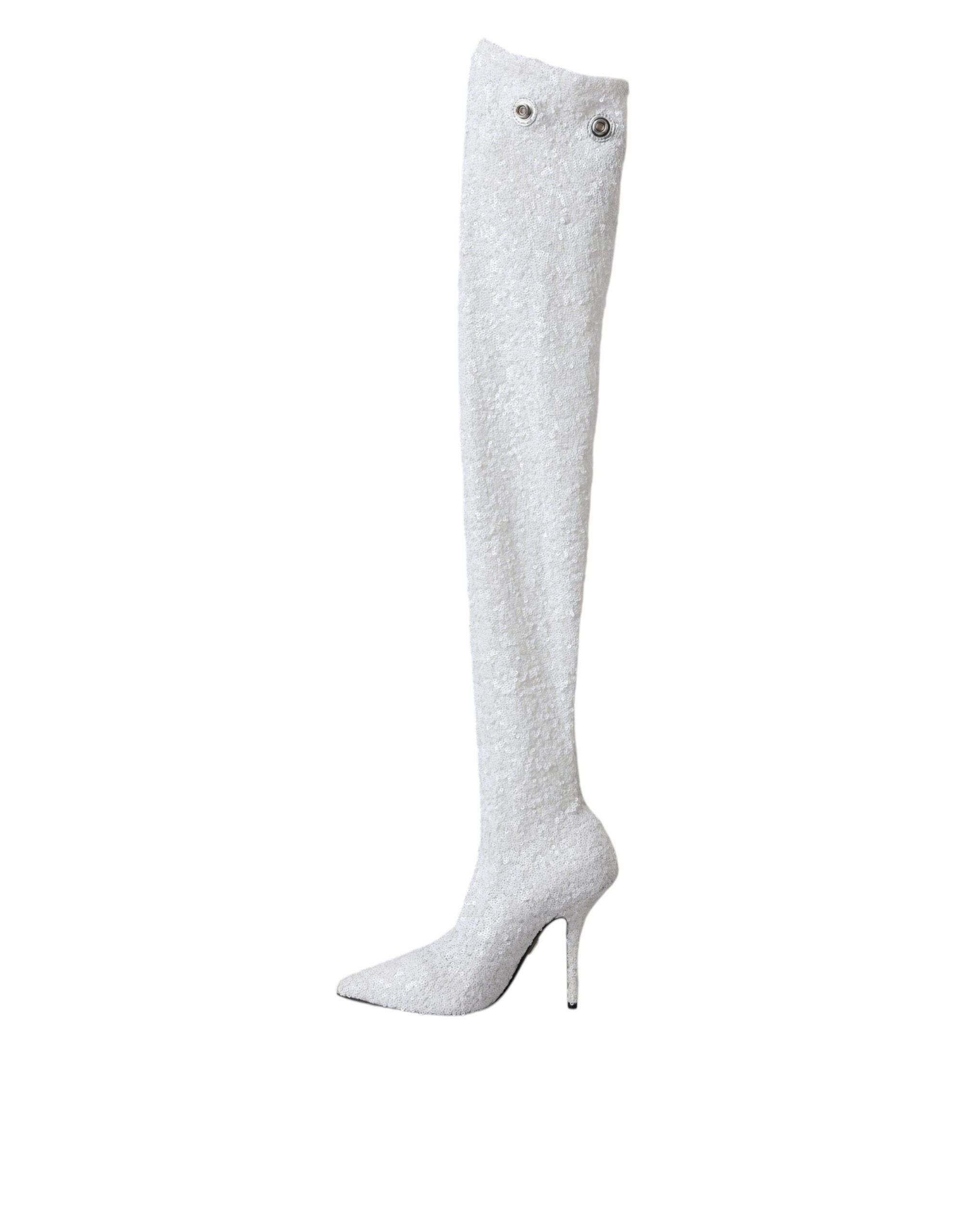 Bottes hautes à talons aiguilles blanches Dolce &amp; Gabbana