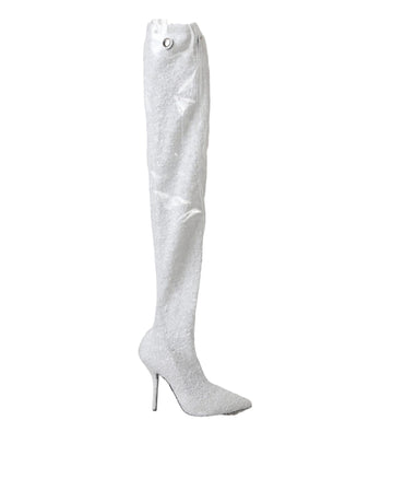 Bottes hautes à talons aiguilles blanches Dolce &amp; Gabbana