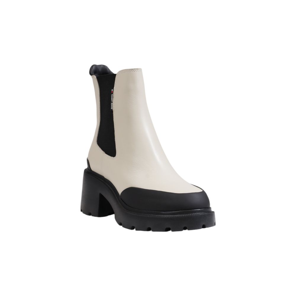Tommy Hilfiger Jeans Beige Leather Ankle Boots