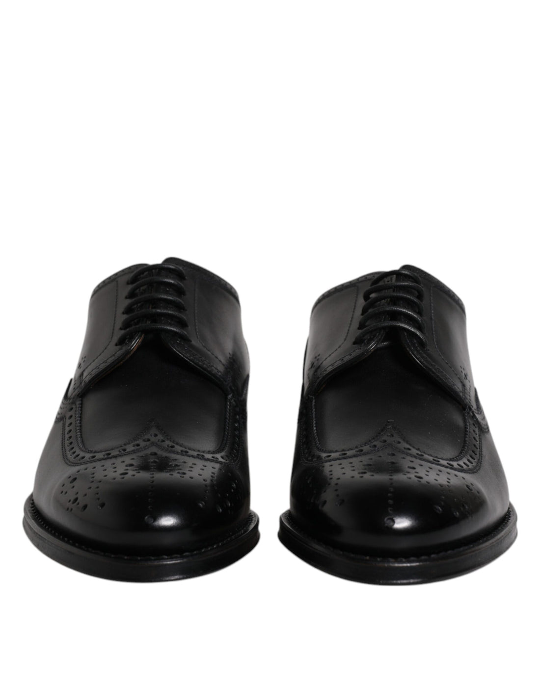 Dolce &amp; Gabbana Black Leather Derby Wingtip Formal Shoes