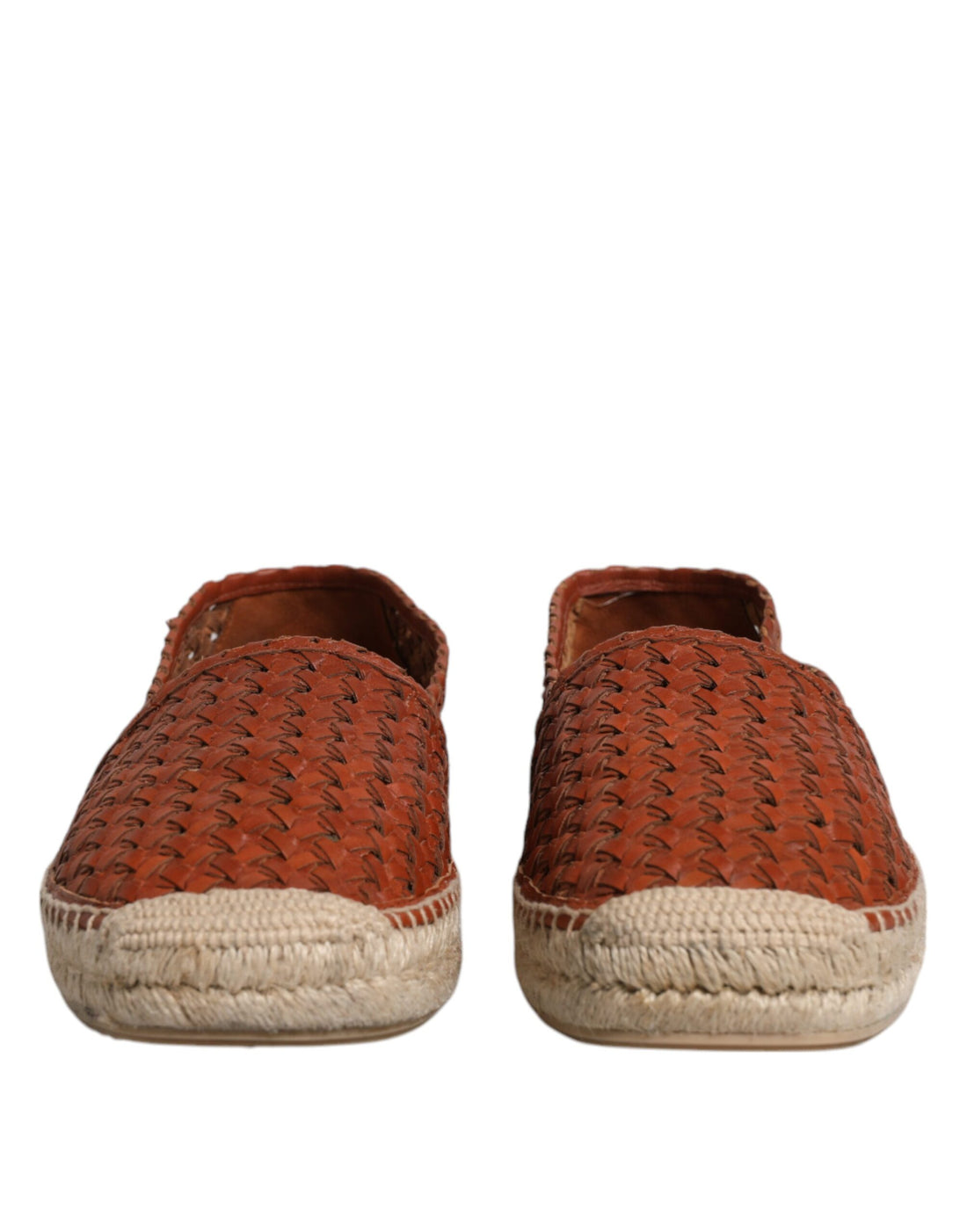 Dolce &amp; Gabbana Maroon Woven Leather Men's Espadrille Shoes