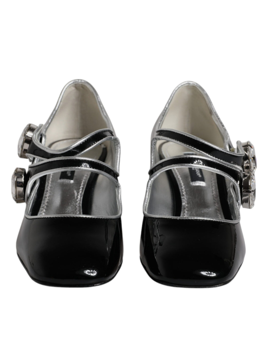 Dolce &amp; Gabbana Black Patent Leather Crystal Mary Jane Pumps Shoes