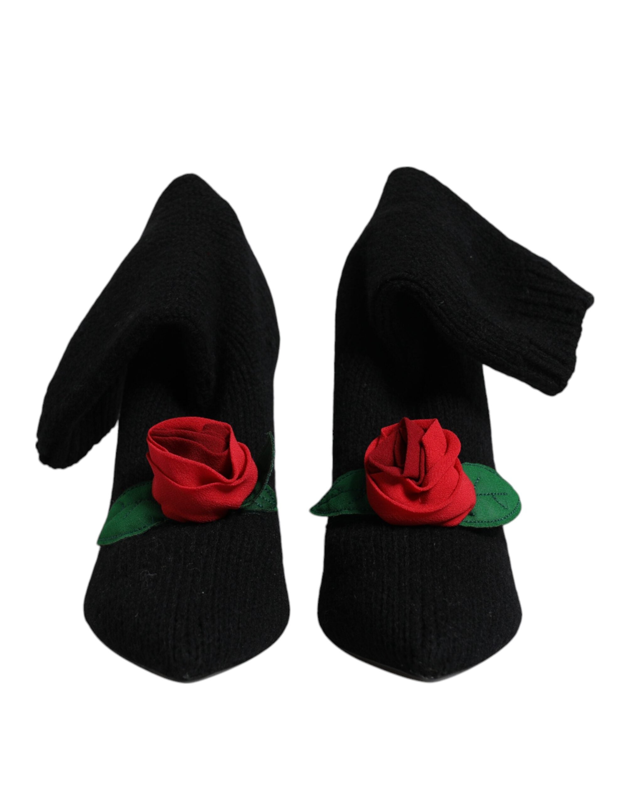 Dolce &amp; Gabbana Black Stiletto Heels Mid Calf Boots Shoes