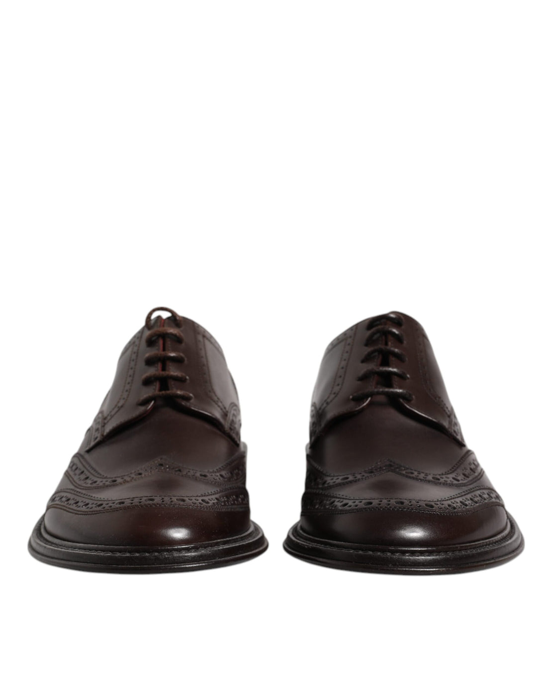 Dolce &amp; Gabbana Brown Leather Derby Wingtip Lace Up Formal Dress Shoes