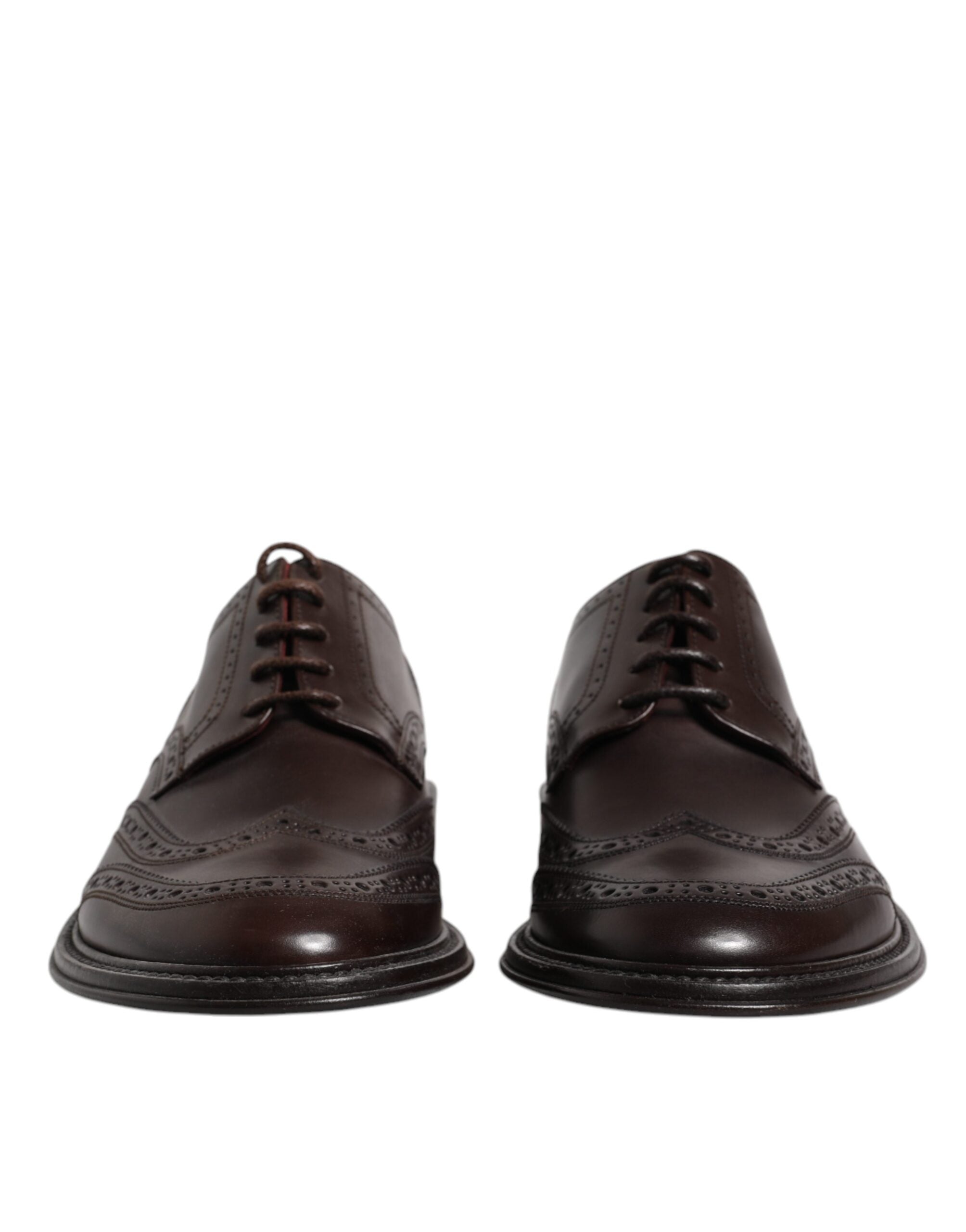Chaussures habillées Dolce &amp; Gabbana Derby en cuir marron à lacets et bout golf