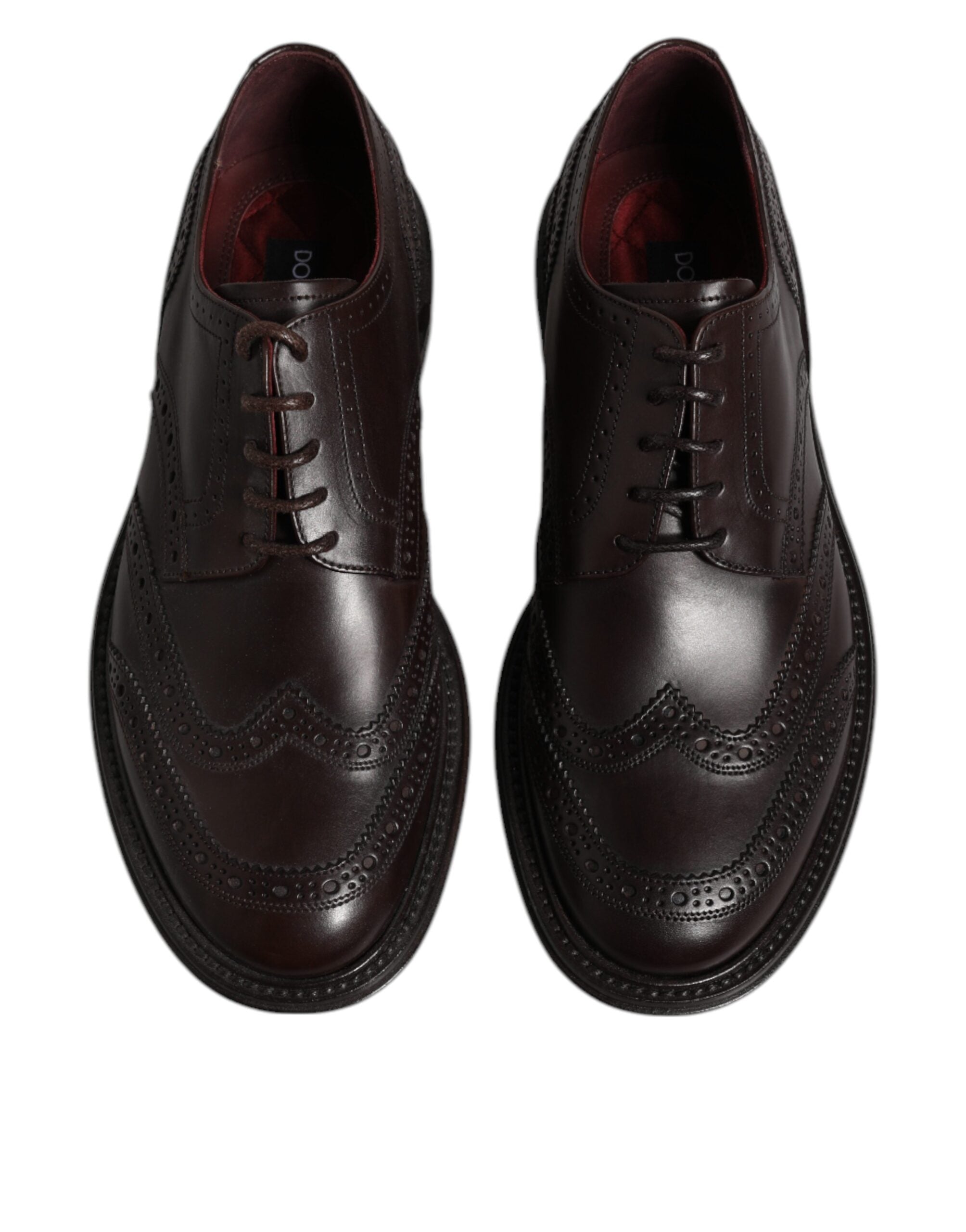 Chaussures habillées Dolce &amp; Gabbana Derby en cuir marron à lacets et bout golf