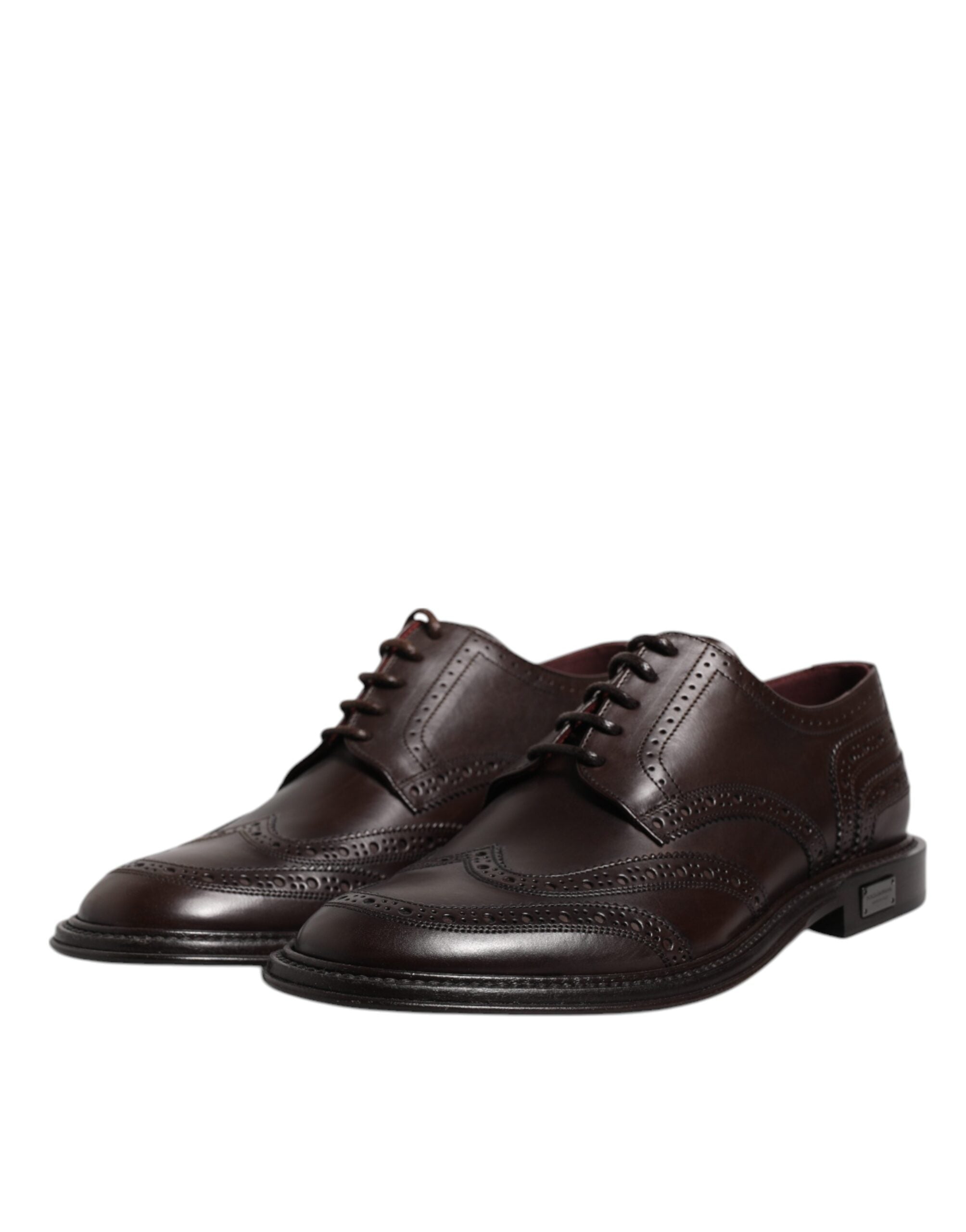 Chaussures habillées Dolce &amp; Gabbana Derby en cuir marron à lacets et bout golf